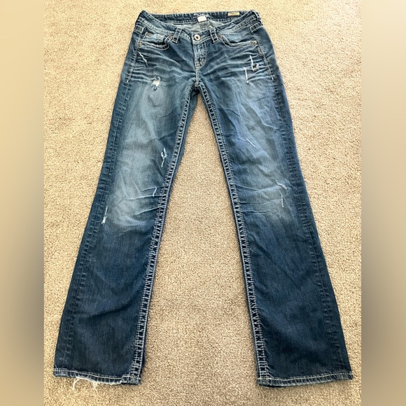 Silver Jeans Lola 17” Straight Low Rise Dark Wash Denim W30/L33 - Picture 1 of 9